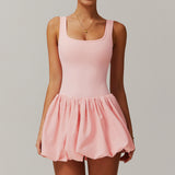 Nude Fake Sports Dresses Anti-exposure Outdoor Running Fitness Tennis Dress
