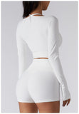 Wholesale Naked Feeling Long Sleeve Yoga Top Breathable Fitness Shorts Gym Fitness Set
