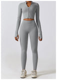 New Design Zip Up Top Bra High Waist Butt Lifting Leggings Suit Women Sportswear 3 Piece Sets
