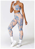 Custom Logo Tie Dye Sports Seamless Bra And Legging Outfit Workout Yoga Fitness Wear Sets For Women