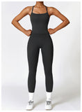 Brushed Soft Tank Top Sportswear High Waisted Leggings Workout Set for Women