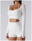 Wholesale Naked Feeling Long Sleeve Yoga Top Breathable Fitness Shorts Gym Fitness Set