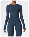 Loq MOQ Fashion Gym wear Fitness Long Sleeve Top Leggings Clothing Yoga Set