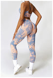 Custom Logo Tie Dye Sports Seamless Bra And Legging Outfit Workout Yoga Fitness Wear Sets For Women