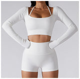 Wholesale Naked Feeling Long Sleeve Yoga Top Breathable Fitness Shorts Gym Fitness Set