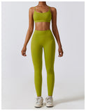 Strap Sports Bra 2PCS Yoga Set Women Scrunch Butt Leggings Gym Workout Clothing Activewear Outfit