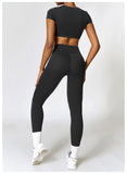 Custom Logo gym fitness brushed fabric sets active yoga wear sport clothing