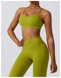 Strap Sports Bra 2PCS Yoga Set Women Scrunch Butt Leggings Gym Workout Clothing Activewear Outfit