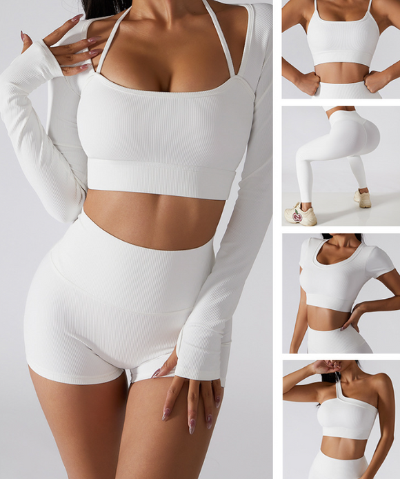 Wholesale Naked Feeling Long Sleeve Yoga Top Breathable Fitness Shorts Gym Fitness Set