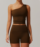 2025 New Design Fashion One Shoulder Cloud Sense Crop Tops