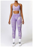 Custom Logo Tie Dye Sports Seamless Bra And Legging Outfit Workout Yoga Fitness Wear Sets For Women