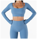 Wholesale Naked Feeling Long Sleeve Yoga Top Breathable Fitness Shorts Gym Fitness Set