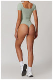Summer soft short sleeve jumpsuit set yoga wear activewear clothes