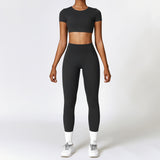 Custom Logo gym fitness brushed fabric sets active yoga wear sport clothing