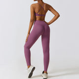 Strap Sports Bra 2PCS Yoga Set Women Scrunch Butt Leggings Gym Workout Clothing Activewear Outfit