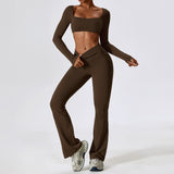 Custom Woman Sport Tank Top Wide Leg Yoga Pants High Waist Pants Yoga Set
