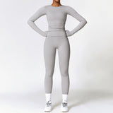 Loq MOQ Fashion Gym wear Fitness Long Sleeve Top Leggings Clothing Yoga Set