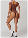 Summer soft short sleeve jumpsuit set yoga wear activewear clothes