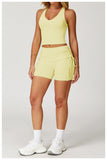 Racer Back High Waisted Folded Waist Band Yoga Leggings for Hot Yoga Yoga Shorts Set
