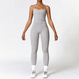 Brushed Soft Tank Top Sportswear High Waisted Leggings Workout Set for Women