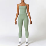 Brushed Soft Tank Top Sportswear High Waisted Leggings Workout Set for Women
