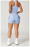 Racer Back High Waisted Folded Waist Band Yoga Leggings for Hot Yoga Yoga Shorts Set