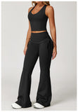Racer Back High Waisted Folded Waist Band Yoga Leggings for Hot Yoga Yoga Shorts Set
