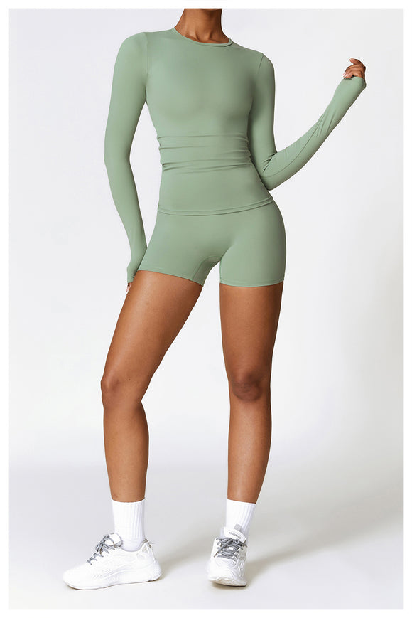 Winter Plush Long-Sleeve Activewear Fitness Apparel Running Sporty 2 Pieces Set
