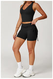 Racer Back High Waisted Folded Waist Band Yoga Leggings for Hot Yoga Yoga Shorts Set