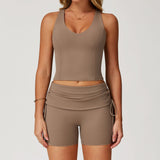 Racer Back High Waisted Folded Waist Band Yoga Leggings for Hot Yoga Yoga Shorts Set