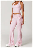 Racer Back High Waisted Folded Waist Band Yoga Leggings for Hot Yoga Yoga Shorts Set