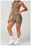 Racer Back High Waisted Folded Waist Band Yoga Leggings for Hot Yoga Yoga Shorts Set