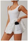 Nude Fake Sports Dresses Anti-exposure Outdoor Running Fitness Tennis Dress