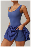 Nude Fake Sports Dresses Anti-exposure Outdoor Running Fitness Tennis Dress