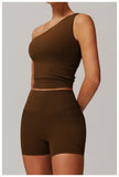 2025 New Design Fashion One Shoulder Cloud Sense Crop Tops