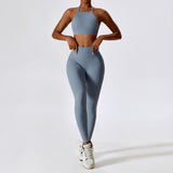 High Quality Women Yoga Tops Lenggings 2 PCS Fitness Set