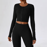 Low MOQ High Quality Fitness Fashion Long Sleeve Tops With Button