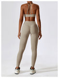High Quality Women Yoga Tops Lenggings 2 PCS Fitness Set