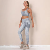  Tie Dye Fashion Crop Tank High Waist Yoga Leggings Sets