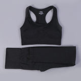 Free Sample Wholesale Seamless High Waisted Yoga Pants Ribbed Leggings And Crop Top Set 3 Pieces