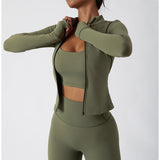 Lightweight Zip Up Yoga Jacket Cropped Athletic Slim Fit Tops