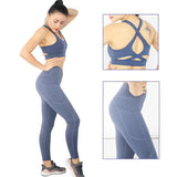 2 Piece Tracksuit Workout Outfits High Waist Leggings and Stretch Sports Bra Set
