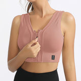 Front Zipper Closure High Impact Ribbed Gym Plus Fitness Yoga Shock Proof Sports Bras