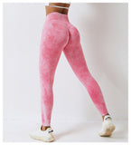 Tie Dye Seamless High Waist Push Up Woman Tights Fitness Workout Leggins