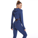 Workout Sets 3 Piece Long Sleeve Crop Tank Top + Sport Bra + Leggings