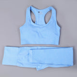 Free Sample Wholesale Seamless High Waisted Yoga Pants Ribbed Leggings And Crop Top Set 3 Pieces