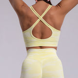 Woven Leopard Seamless 2 Piece Leggings Crop Top Set