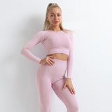 Female Workout Leggings Top Sport Clothes Seamless Yoga Set Gym Fitness Clothing Women Yoga Suit