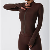 Lightweight Zip Up Yoga Jacket Cropped Athletic Slim Fit Tops
