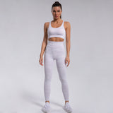 Woven Leopard Seamless 2 Piece Leggings Crop Top Set
